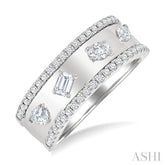 5/8 Ctw 4-Stone Mixed Shape Diamond Wide Fashion Band in 14K White Gold