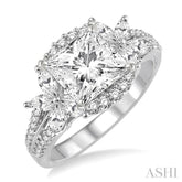 7/8 Ctw Diamond Semi-Mount Engagement Ring in 14K White Gold