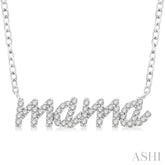 1/5 Ctw 'mama' Script Round Cut Diamond Necklace in 10K White Gold