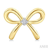 1/50 Ctw Bow Round Cut Diamond Fashion Earrings in Yellow Gold Vermeil
