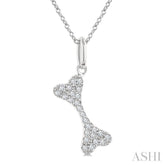 1/10 Ctw Dog Bone Petite Round Cut Diamond Fashion Pendant With Chain in 10K White Gold