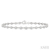 1 Ctw Bezel Set Round Cut Diamond Station Brecelet in 14K White Gold