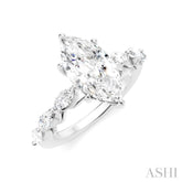 3/4 Ctw Marquise Shape Marquise and Round Cut Diamond Semi-Mount Engagement Ring in 14K White Gold