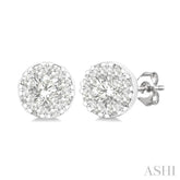 1/6 Ctw Lovebright Petite Round Shape Round Cut Diamond Fashion Stud Earring in 10K White Gold