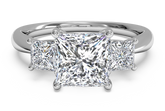RITANI Three-Stone Diamond Engagement Ring with Princess-Cut Side Diamonds in White Gold