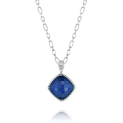 TACORI Sterling Silver and Gold Checkered Gem Pendant featuring Blue Quartz over Hematite
