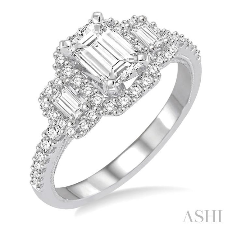 5/8 Ctw Diamond Semi-Mount Engagement Ring in 14K White Gold