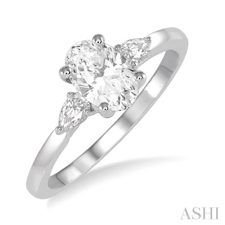 1/5 Ctw Pear Cut Diamond Semi-Mount Engagement Ring in 14K White Gold