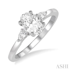 1/5 Ctw Pear Cut Diamond Semi-Mount Engagement Ring in 14K White Gold
