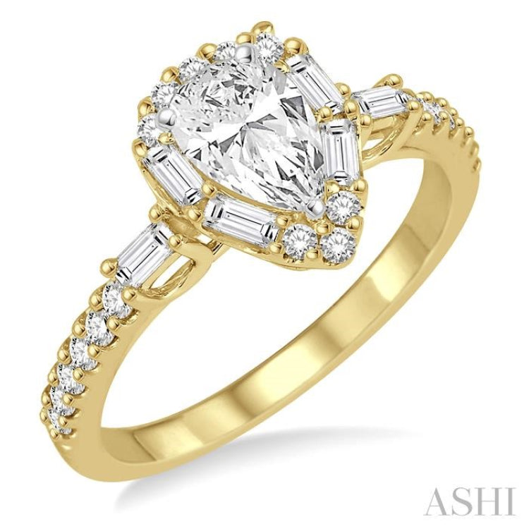 1/2 Ctw Diamond Semi-Mount Engagement Ring in 14K Yellow and White Gold