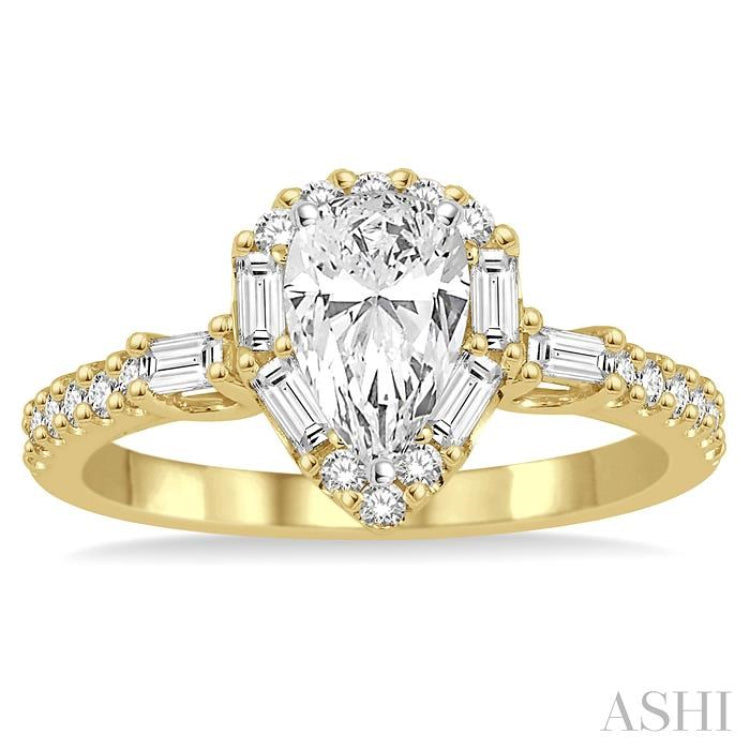 1/2 Ctw Diamond Semi-Mount Engagement Ring in 14K Yellow and White Gold