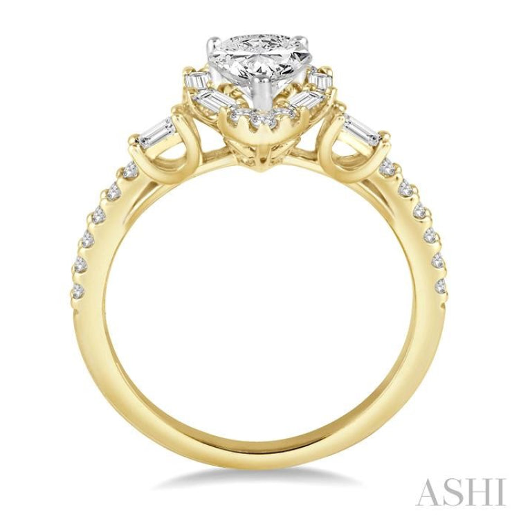 1/2 Ctw Diamond Semi-Mount Engagement Ring in 14K Yellow and White Gold