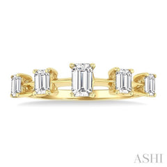3/4 Ctw Emerald Cut Diamond Half Eternity 5-Stone Fashion Band in 14K Yellow Gold