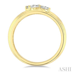 3/8 Ctw Textured Shank 2-Stone Pear Cut Diamond Fashion Band in 14K Yellow Gold