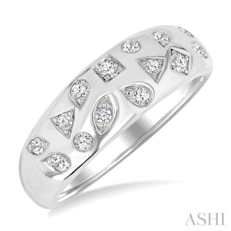 1/4 Ctw Round Cut Diamond Mosaic Wide Fashion Band in 10K White Gold