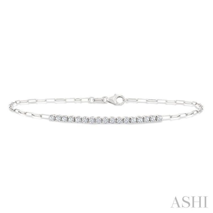 1/2 Ctw Round Cut Diamond Paperclip Chain Bracelet in 14K White Gold