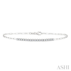 1/2 Ctw Round Cut Diamond Paperclip Chain Bracelet in 14K White Gold