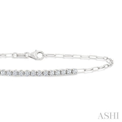 1/2 Ctw Round Cut Diamond Paperclip Chain Bracelet in 14K White Gold