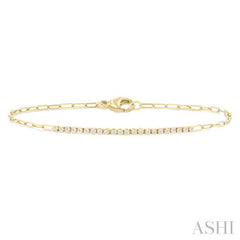 1/4 Ctw Round Cut Diamond Paperclip Chain Bracelet in 14K Yellow Gold