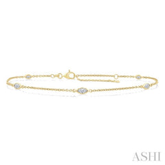 1/2 Ctw Marquise Cut Diamond Station Bracelet in 14K Yellow Gold
