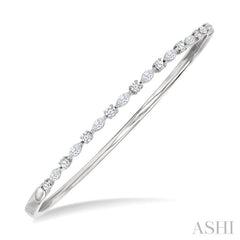 1 Ctw Marquise and Round Cut Diamond Fashion Bangle in 14K White Gold