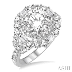 1 1/4 Ctw Diamond Semi-Mount Engagement Ring in 14K White Gold