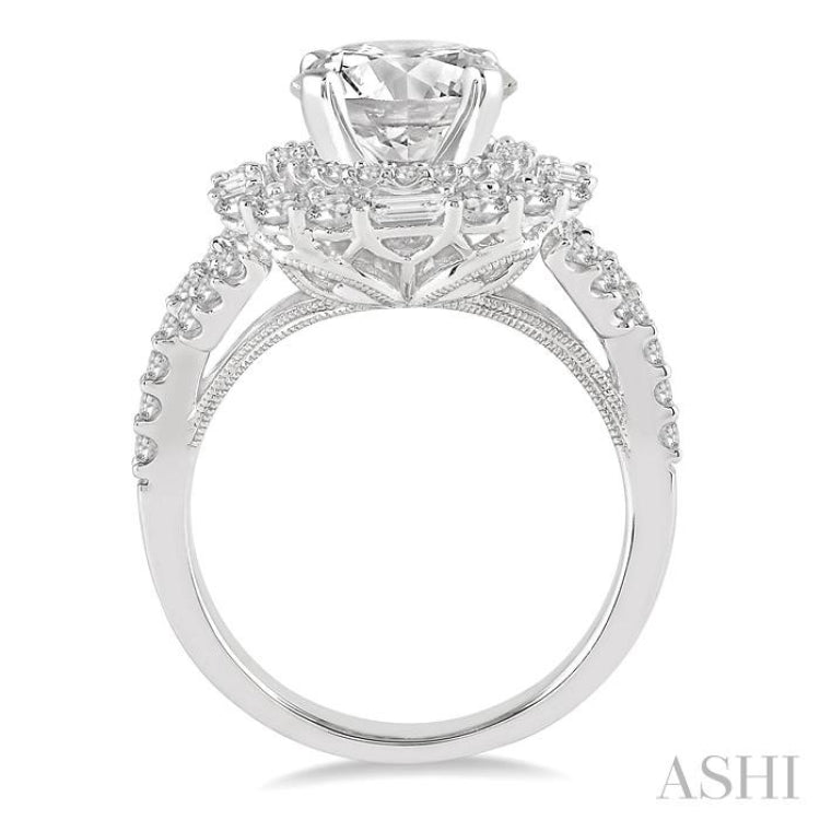 1 1/4 Ctw Diamond Semi-Mount Engagement Ring in 14K White Gold