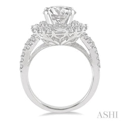 1 1/4 Ctw Diamond Semi-Mount Engagement Ring in 14K White Gold