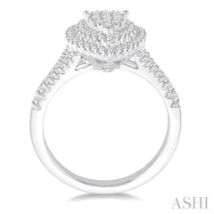 3/4 Ctw Pear shape Diamond Lovebright Diamond Ring in 14K White Gold
