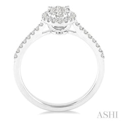 1/2 Ctw Oval Shape Diamond Lovebright Ring in 14K White Gold