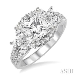7/8 Ctw Diamond Semi-Mount Engagement Ring in 14K White Gold