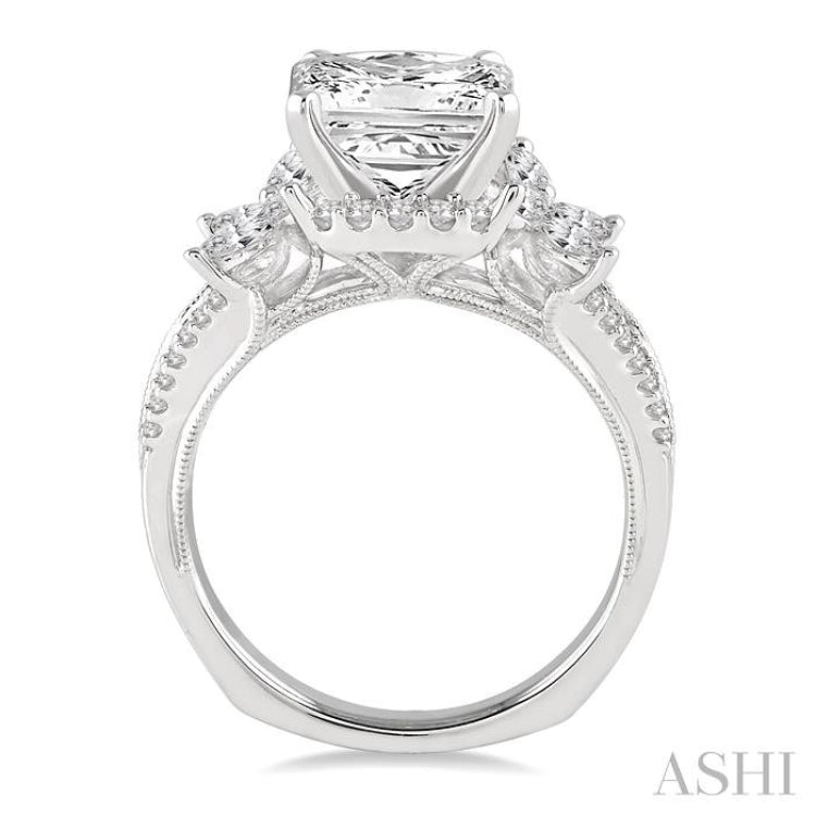 7/8 Ctw Diamond Semi-Mount Engagement Ring in 14K White Gold