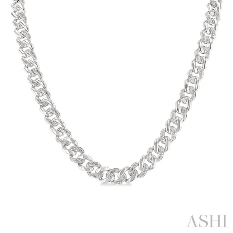 1/4 Ctw Round Cut Diamond Curb & Cuban Necklace in Sterling Silver