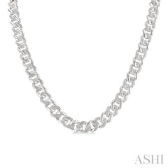 1/4 Ctw Round Cut Diamond Curb & Cuban Necklace in Sterling Silver