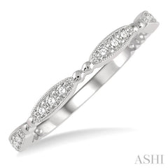 1/6 Ctw Marquise Mount Round Cut Diamond Stackable Band in 14K White Gold