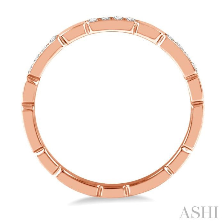 1/10 Ctw Round Cut Diamond Block Stackable Band in 14K Rose Gold