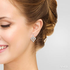 1/50 Ctw Round Cut Diamond Heart Earrings in Sterling Silver