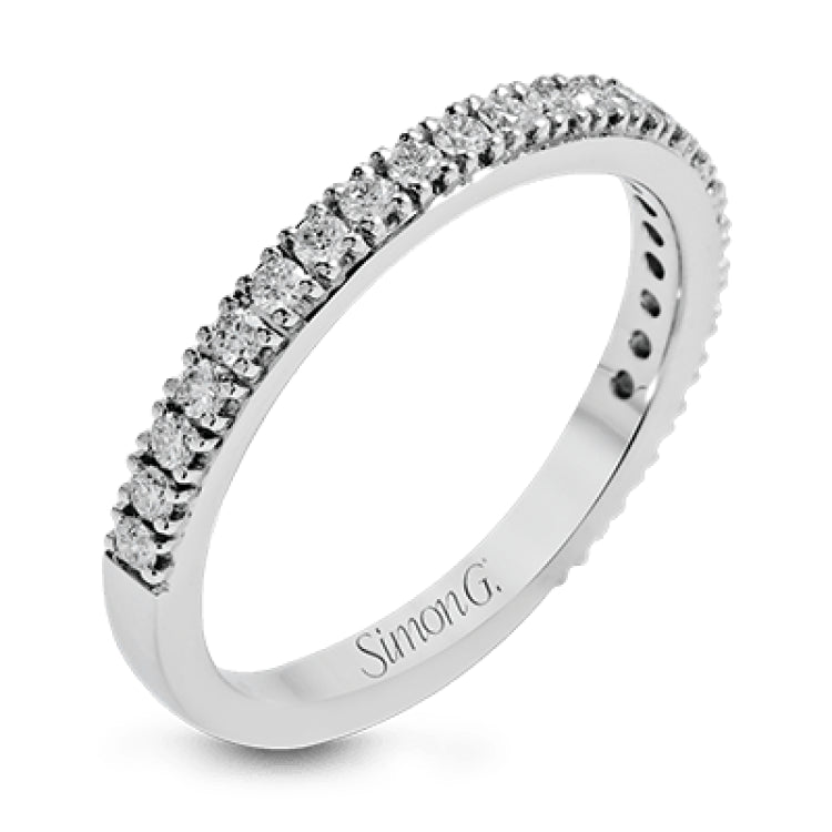 This beautiful 18k white gold wedding set contains a stunning .75 ctw of white round brilliant diamonds.