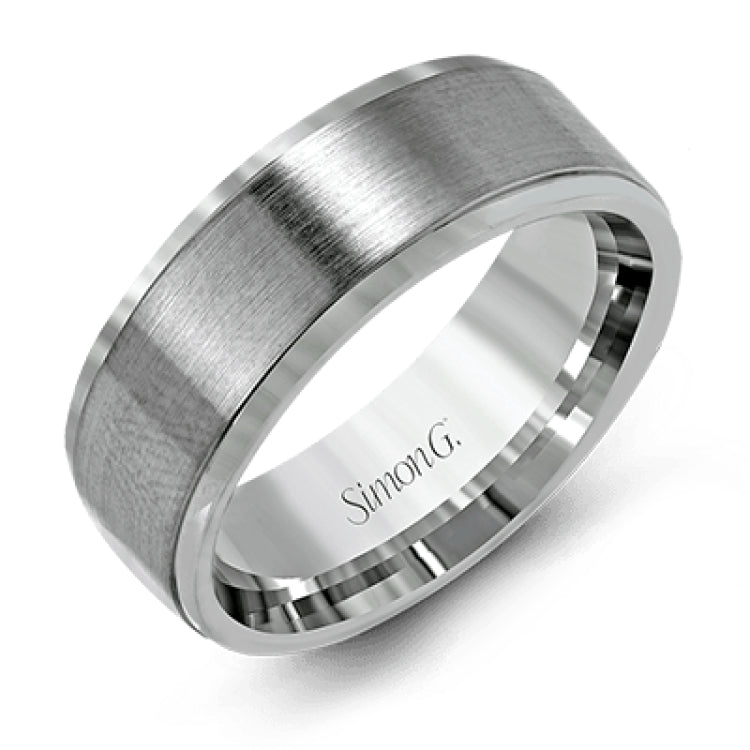 This classically styled men's wedding band features a brushed finished outside and a minimal, solid design that is perfect for everyday wear.