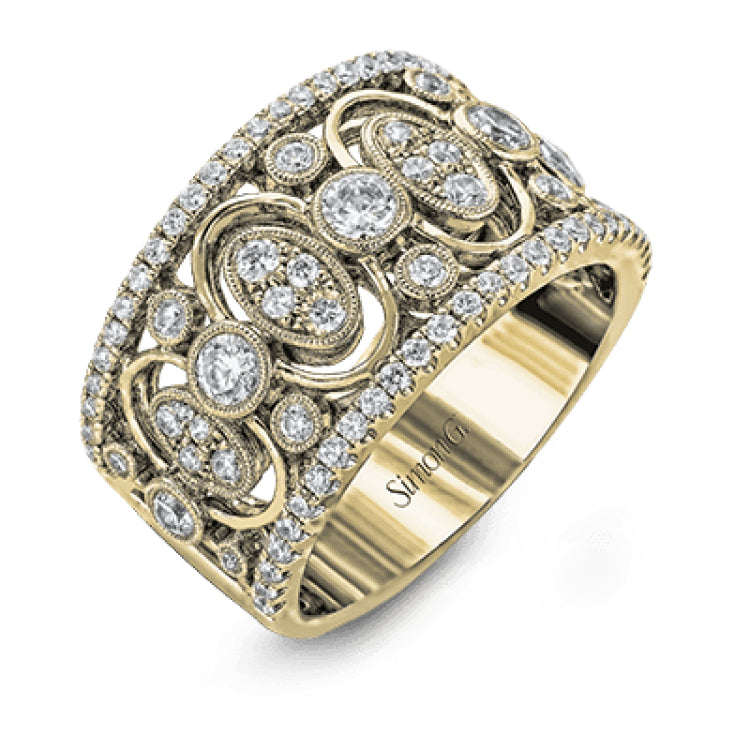 Delicate yet sophisticated, this stunning white gold ring is set with .75ctw round cut white diamonds highlighted by .27 ctw round cut white diamonds.