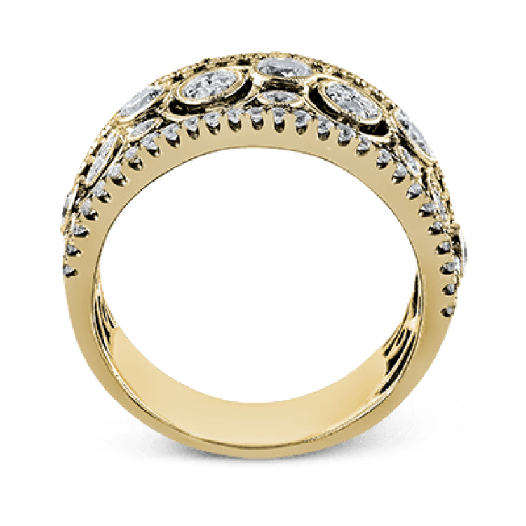 Delicate yet sophisticated, this stunning white gold ring is set with .75ctw round cut white diamonds highlighted by .27 ctw round cut white diamonds.