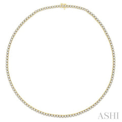 10 Ctw Round Cut Diamond Tennis Necklace in 14K Yellow Gold