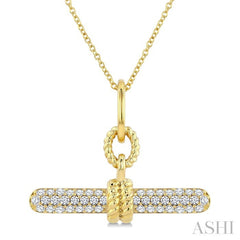 1/3 Ctw Round Cut Diamond T-Bar Fashion Necklace in 10K Yellow Gold