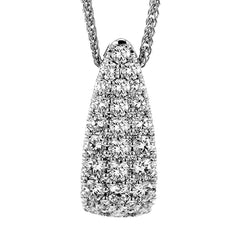 This domed shaped diamond pendant sparkles with 1.49 ctw. round pave set diamonds on a 17-19 chain