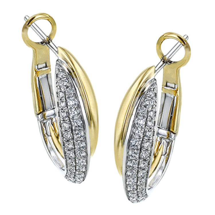 These bold earrings create a statement by combining 18k yellow and white gold, accented by .46 ctw of white diamonds.