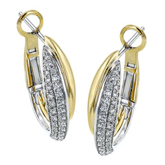 These bold earrings create a statement by combining 18k yellow and white gold, accented by .46 ctw of white diamonds.