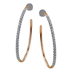 These beautiful earrings feature .75 ctw of white diamonds set in 18K rose gold.