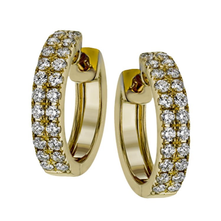 Double the love with these 18k yellow gold hoop earrings that feature a double line of white diamonds that total .53 ctw.