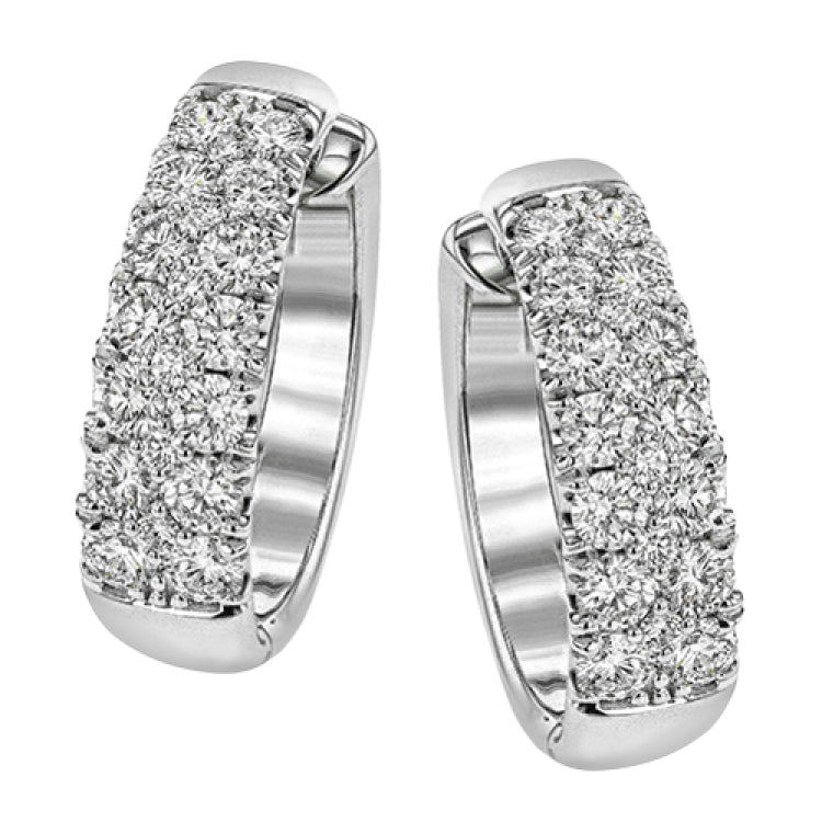 These substantial white gold earrings are the perfect showcase for a stunning 2.02 ctw of round white diamonds