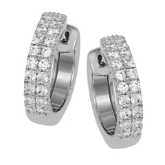 Two rows of .50 ctw of diamonds sparkle in this modern hoop earrings.
